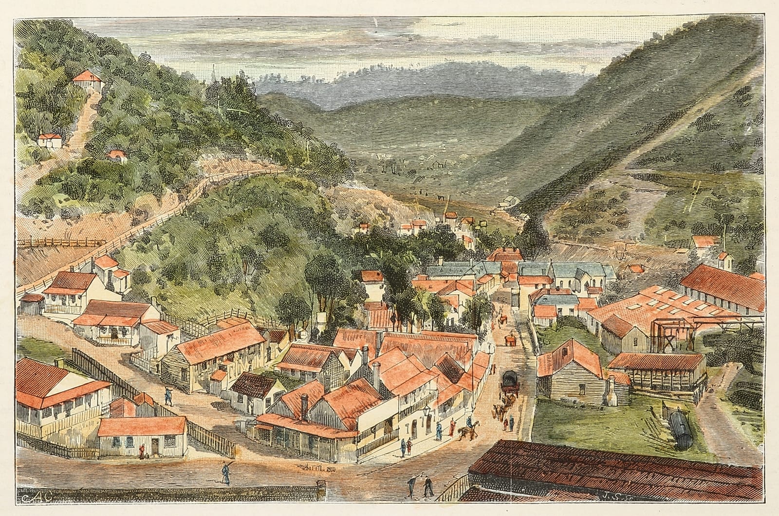 Walhalla. Antique Print Map Room