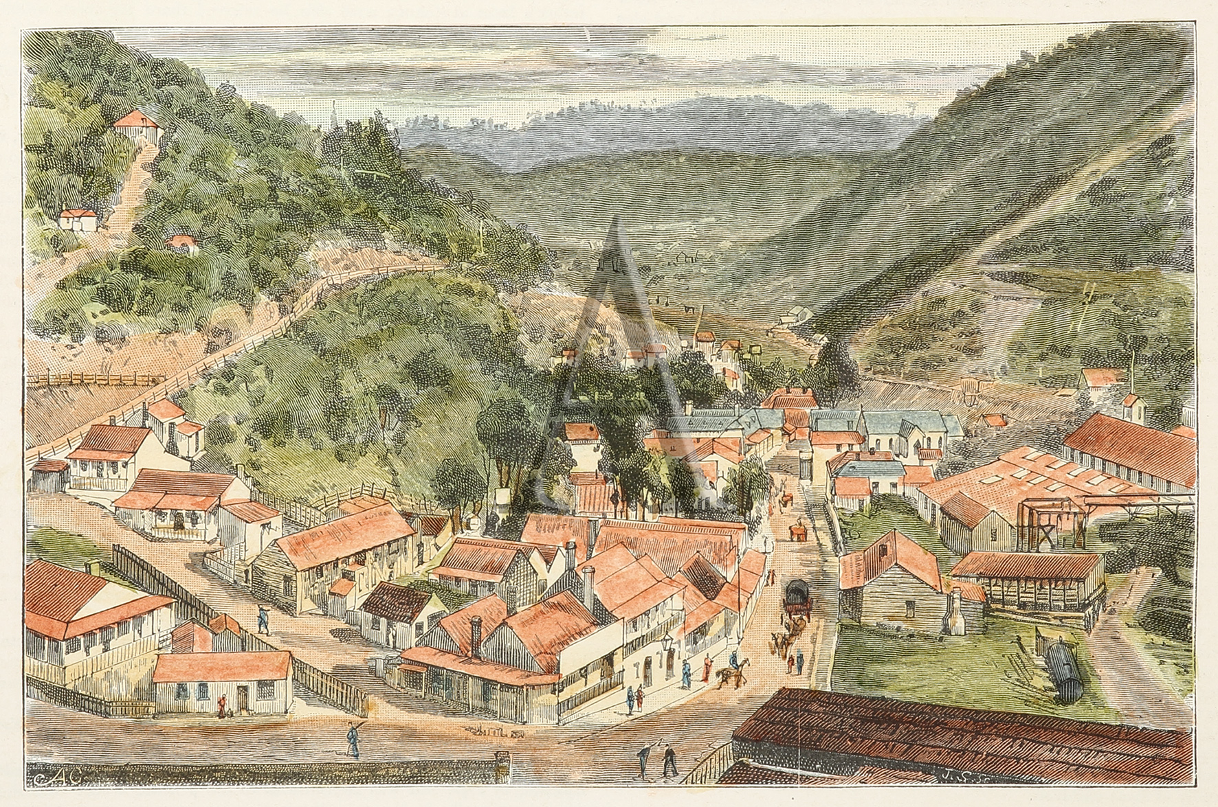 Walhalla. Antique Print Map Room