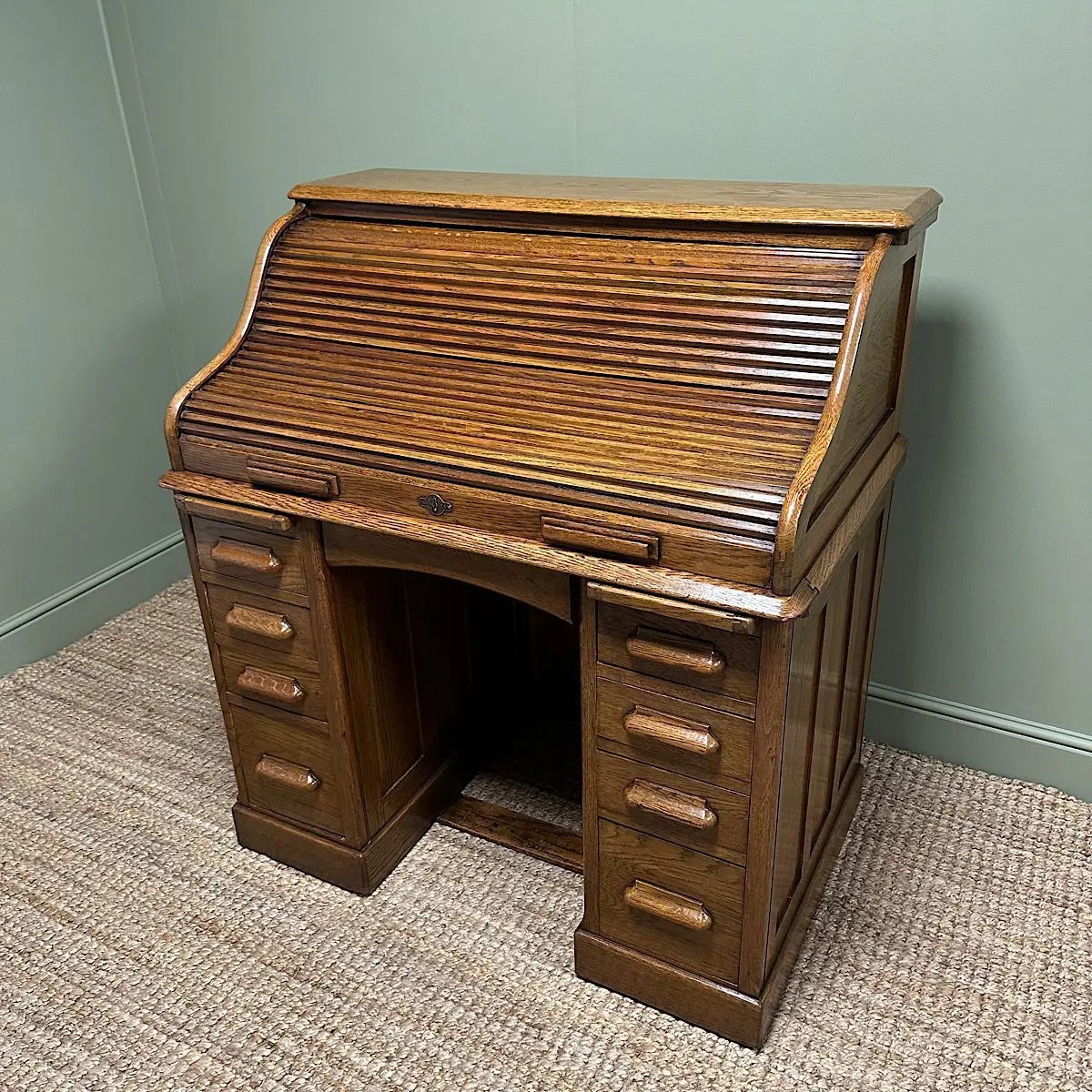 Quality Antique Oak Roll Top Desk By Lebus Antiques World