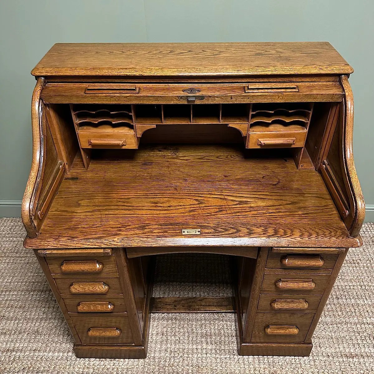 Quality Antique Oak Roll Top Desk By Lebus Antiques World