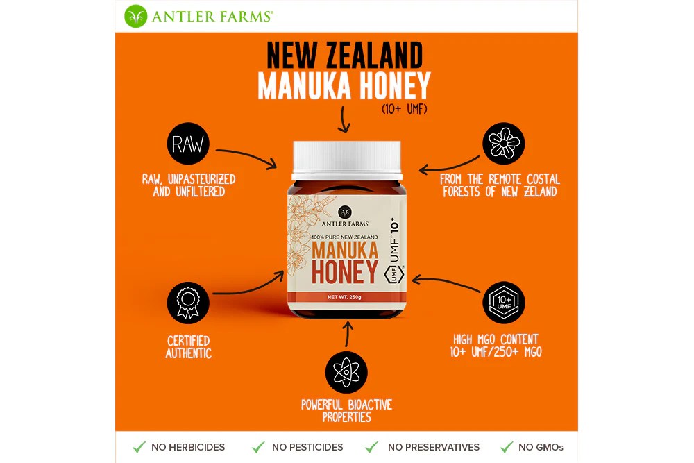 New Zealand Manuka Honey 10+ UMF Antler Farms