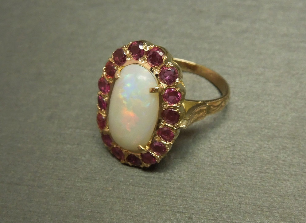 Ancient Pompeii 14K Gold 1.60TCW Ruby Fire Opal Ring C1950