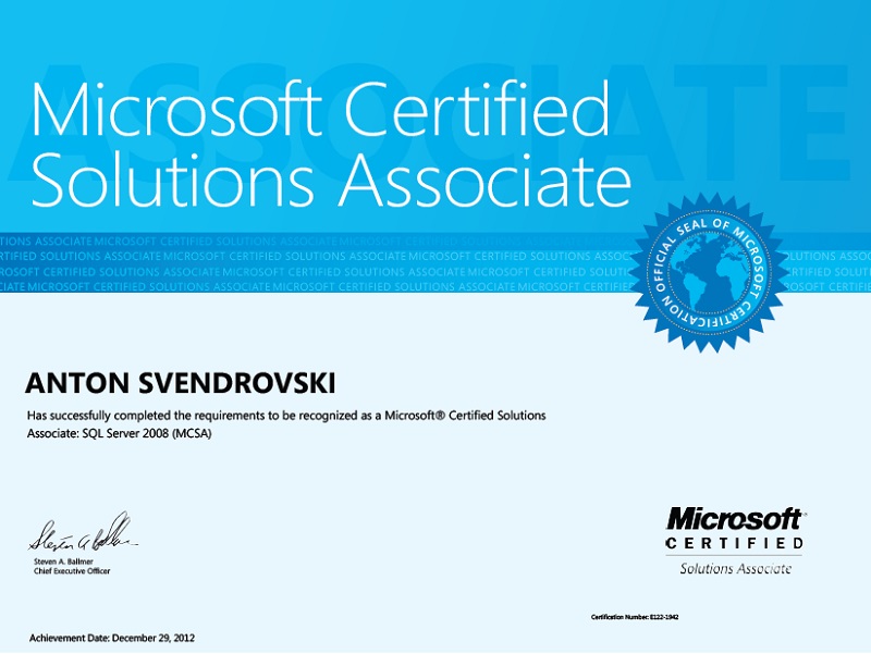 Website of Anton Svendrovski Professional Certification