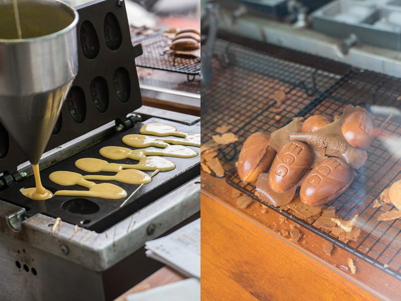 審計新村魚刺人雞蛋糕 | 台中超夯偉士牌雞蛋糕，巧遇魚刺人，深色雞蛋糕香氣濃郁。
