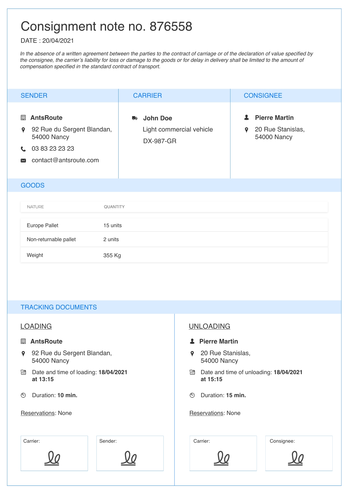 The consignment note, an essential document AntsRoute