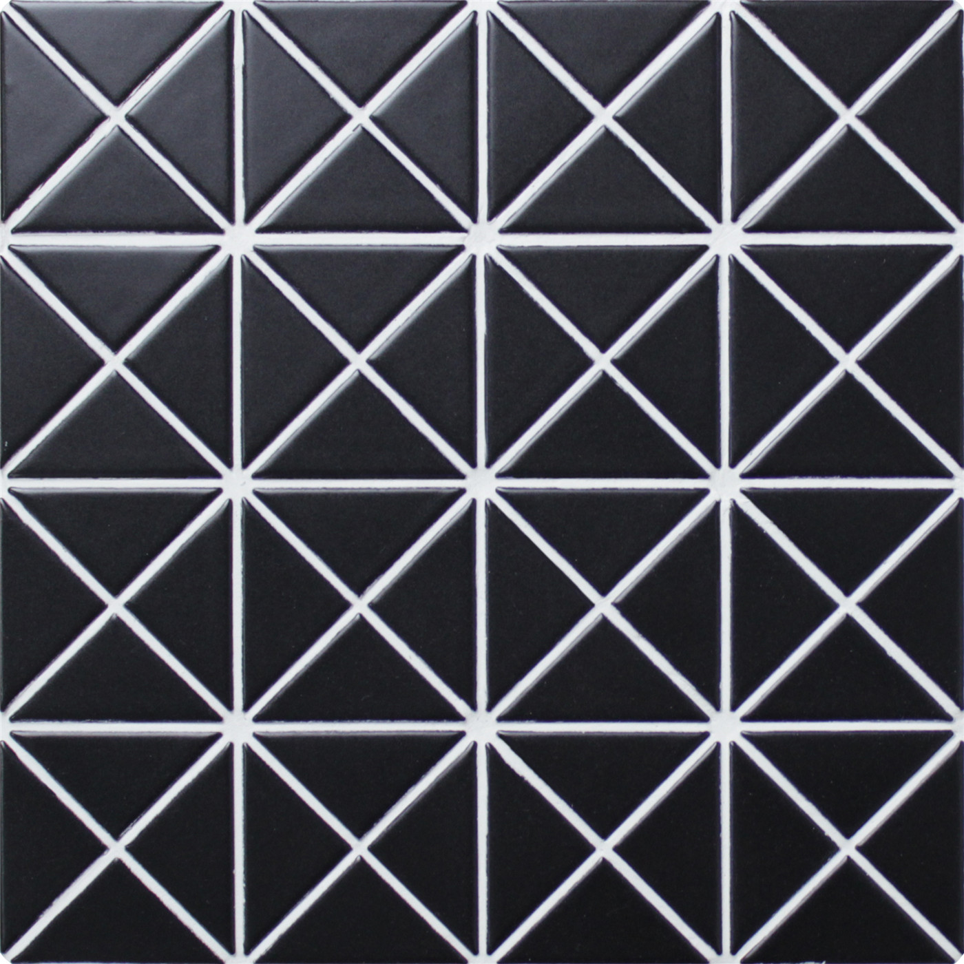 2'' Pure Black Matte Porcelain Triangle Mosaic Floor Tile Bathroom