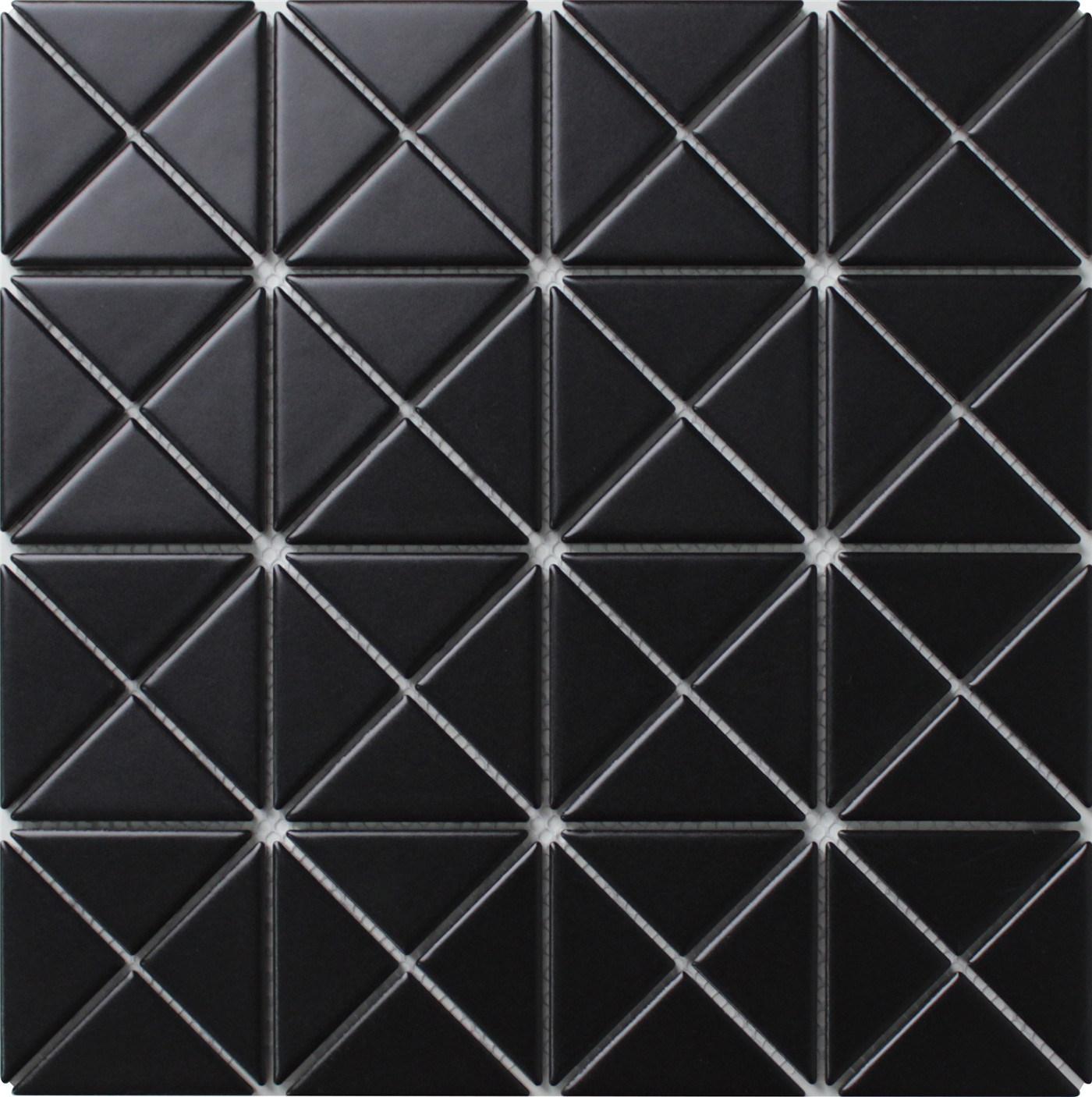 2'' Pure Black Matte Porcelain Triangle Mosaic Floor Tile Bathroom