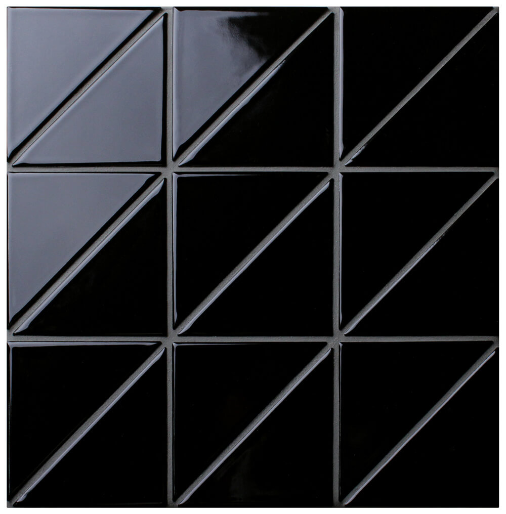 4" Linear Glossy Black Triangle Tile Pattern For Kitchen Wall Decor ANT TILE • Triangle Tiles