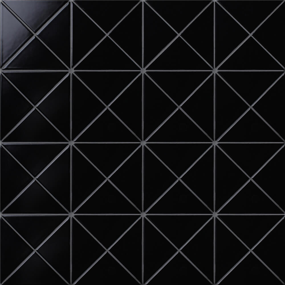 4" Cross Junction Matte Black Triangle Tile Background Wall ANT TILE