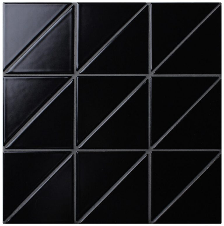 4" Linear Matte Black Triangle Tile Pattern For Floor Designs ANT