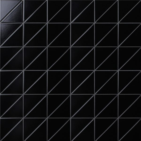 4" Linear Matte Black Triangle Tile Pattern For Floor Designs ANT