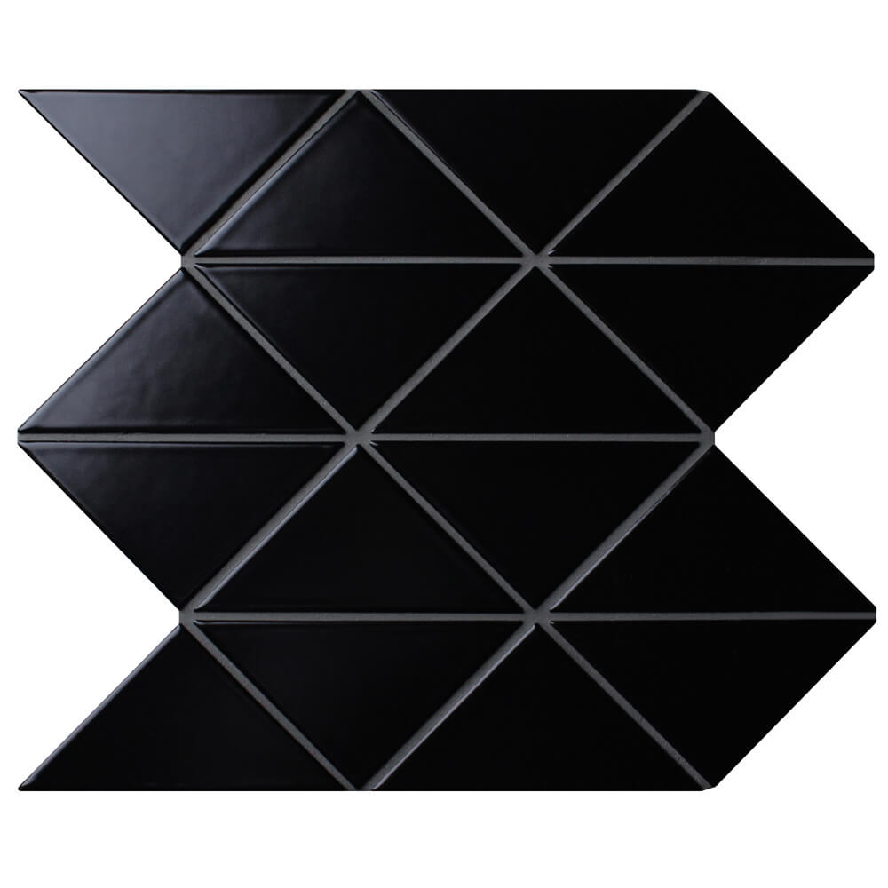 4" Zip Connection Matte Black Triangle Tile Mosaic ANT TILE