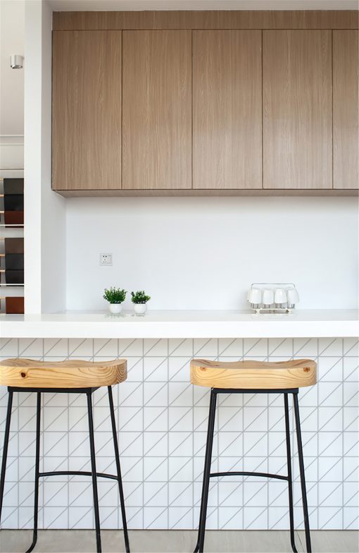 4" Linear Matte White Triangle Tile For Kitchen Island
