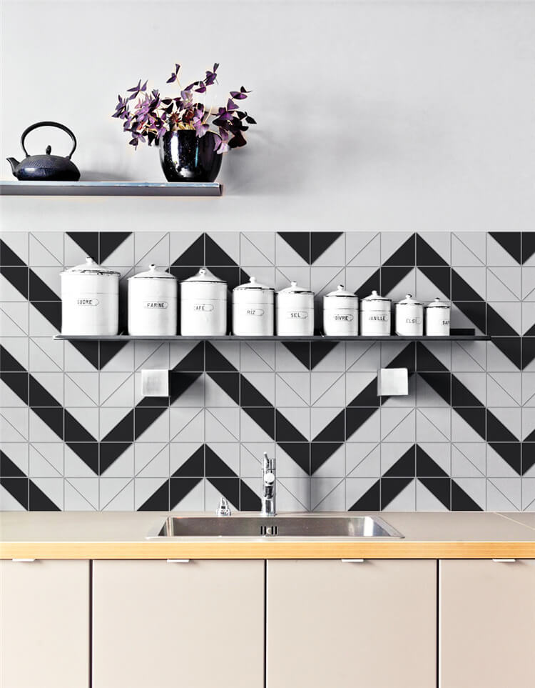 Rock Patterned Geometric Tile In Your Kitchen_black white chevron tile pattern backsplash ANT