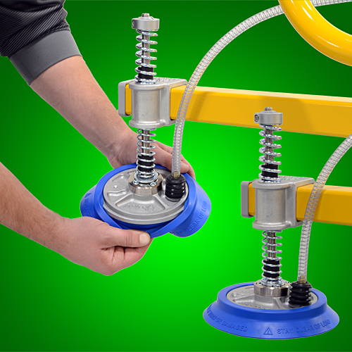 VP Series Flat Vacuum Cups with Ball Swivel Suspensions and Side Vacuum