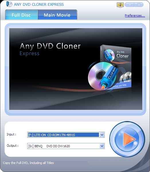 Any DVD Cloner Express Décrypter DVD et Copier DVD à DVD