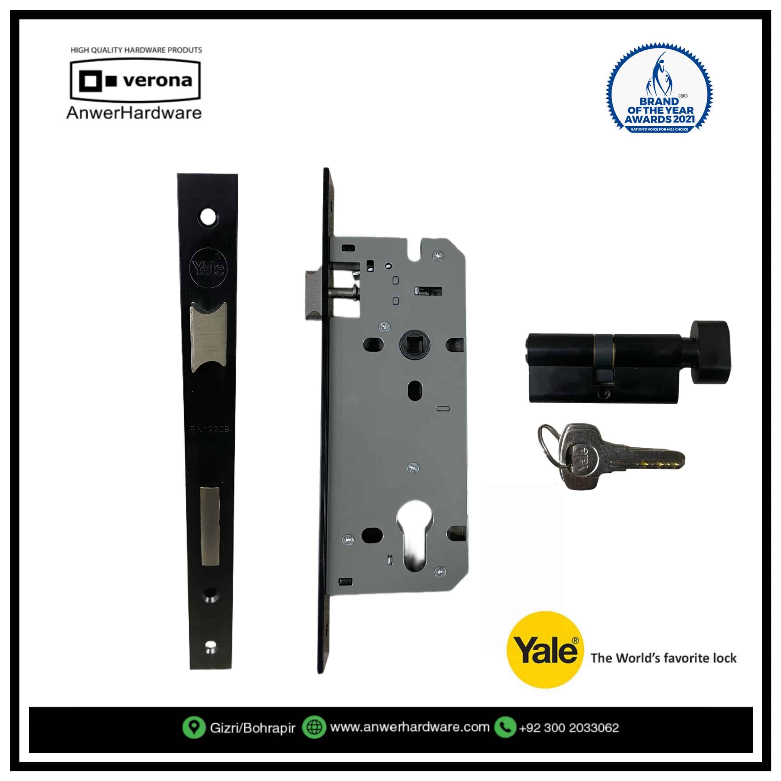 Yale Lever Handle Lock YMSL1002BM Black ⋆ Anwer Hardware