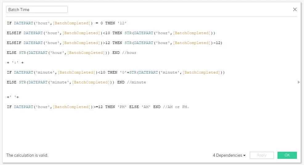How do I display only the Time from DateTime field in Tableau Anyon MN