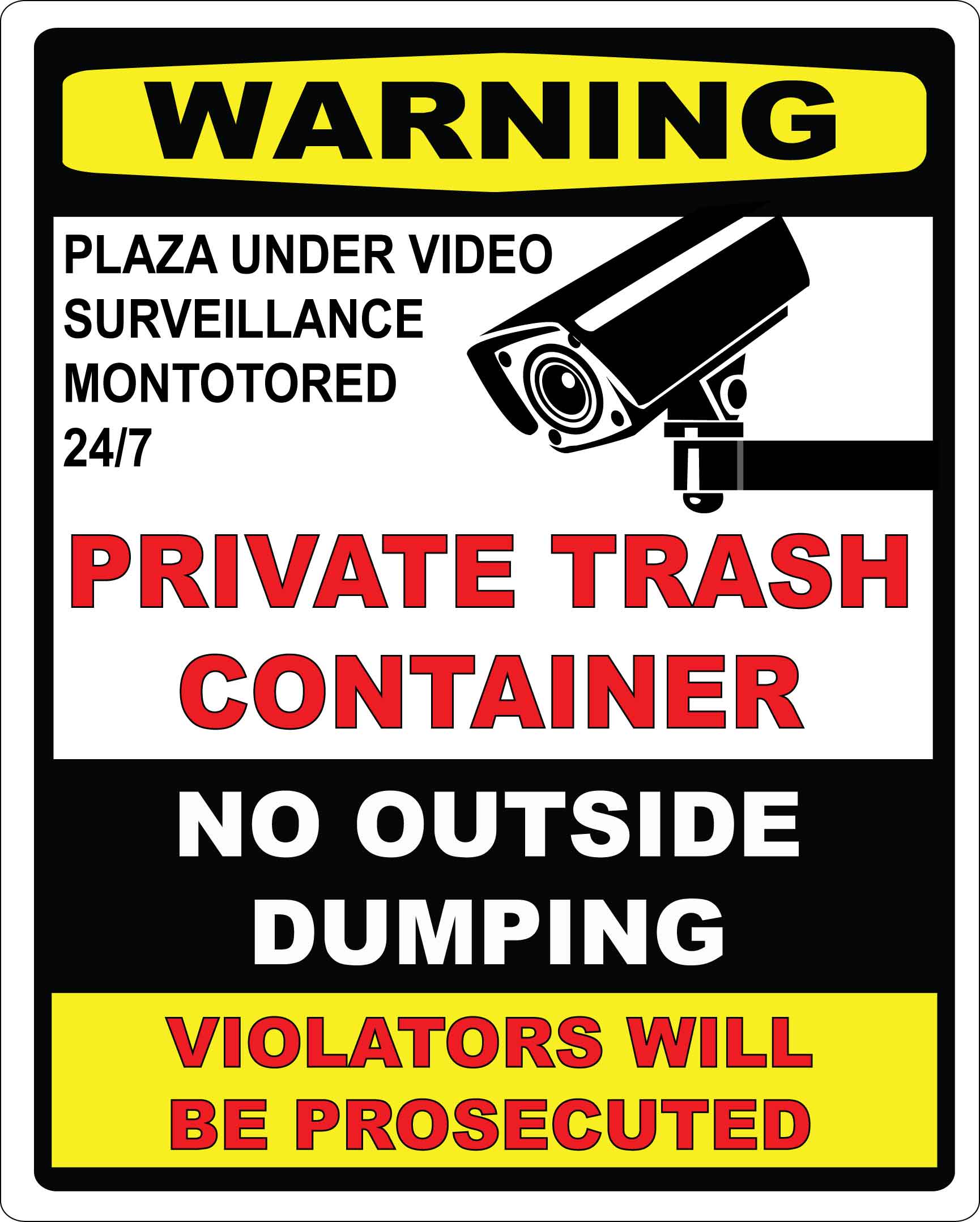 Warning private trash container Vinyl Sticker AG Design
