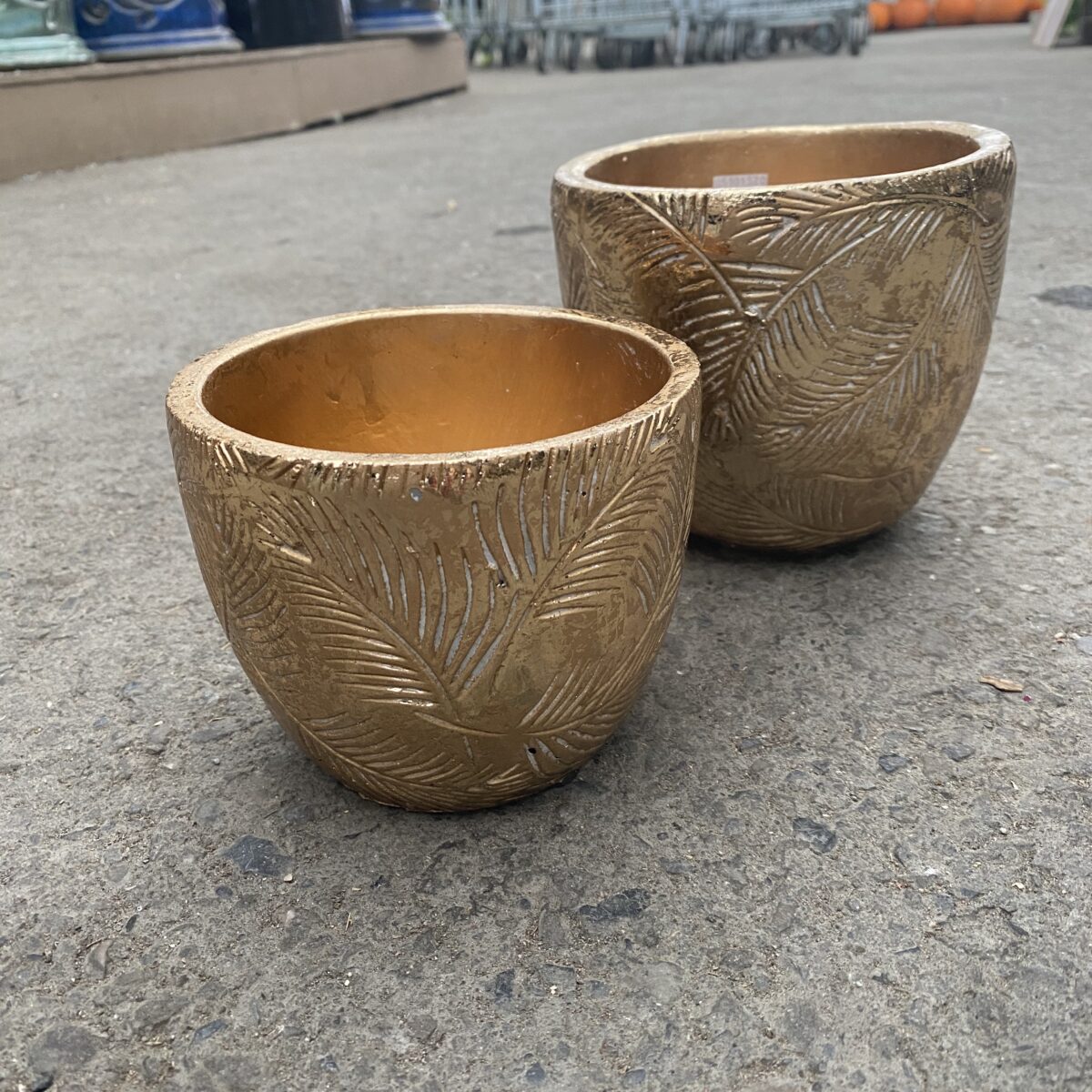 Gold Metallic Leaf Pot (Ceramic) Small Pots › Anything Grows