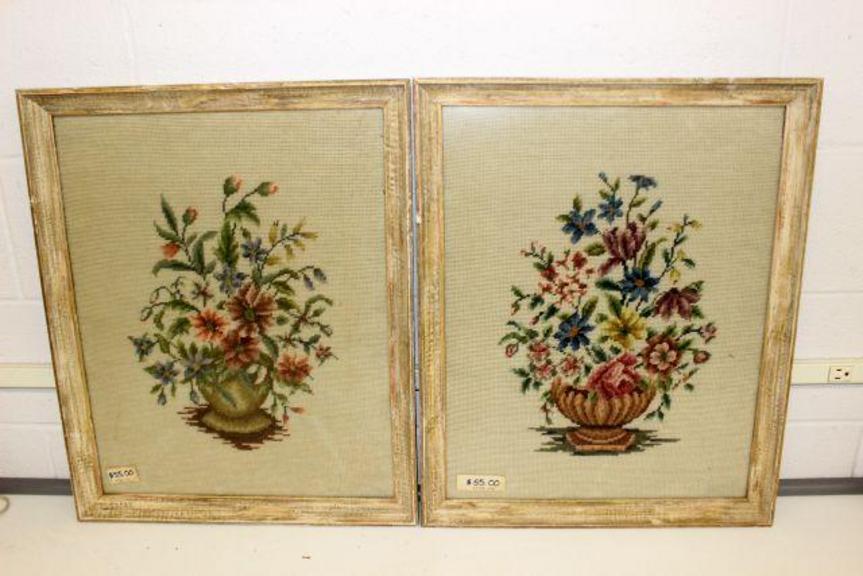 Auction Ohio Vintage Needlepoint Art