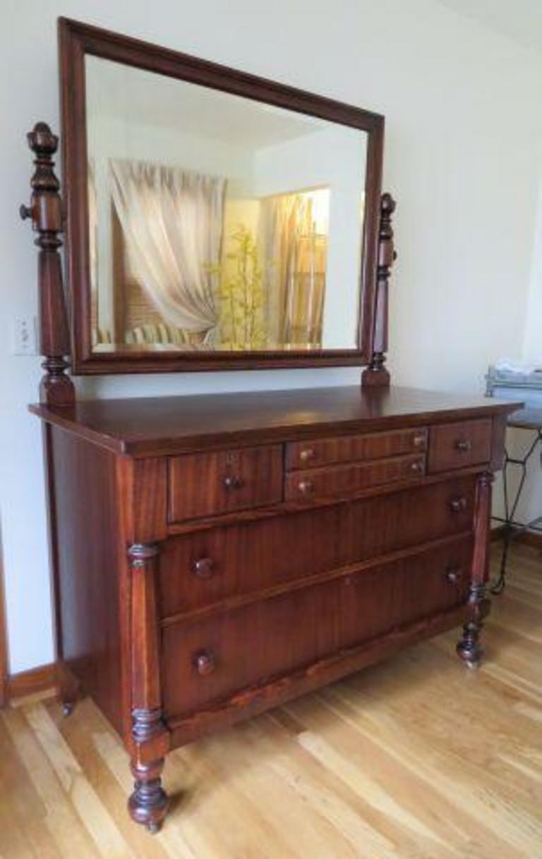 Antique Cherrywood Dresser With Mirror