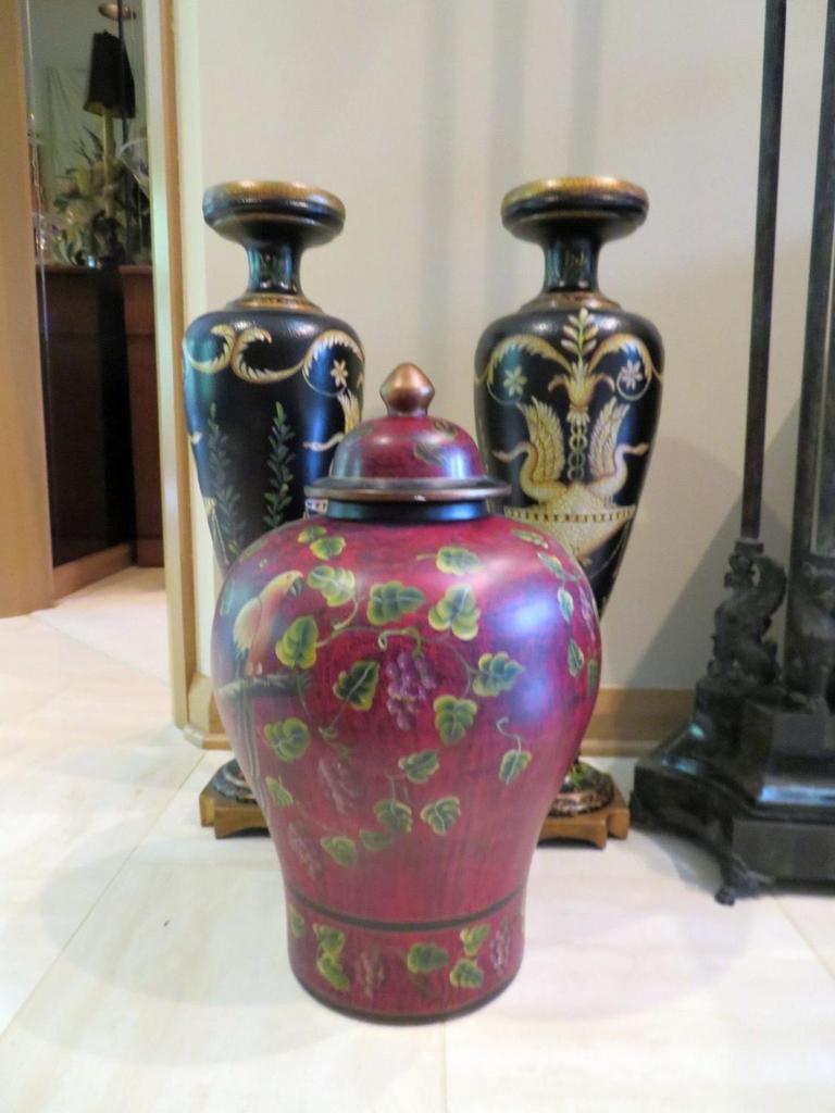 Auction Ohio Decorated Vase Trio