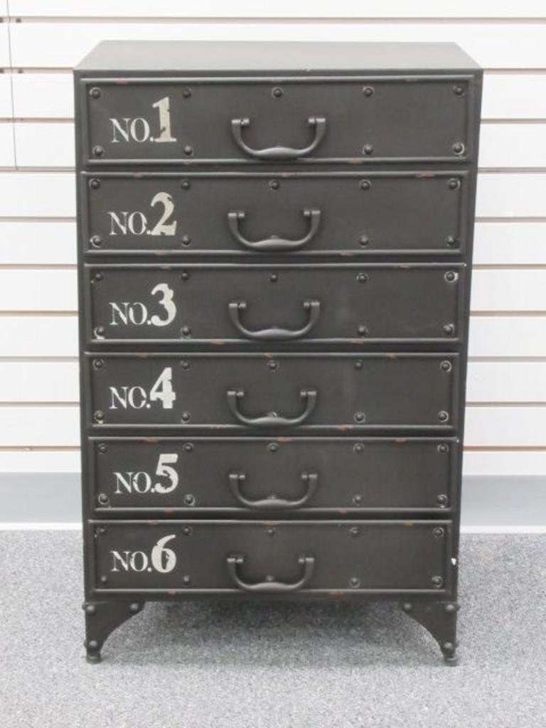 Auction Ohio METAL SYLVIA ACCENT TABLE w/ NUMBERED DRAWERS