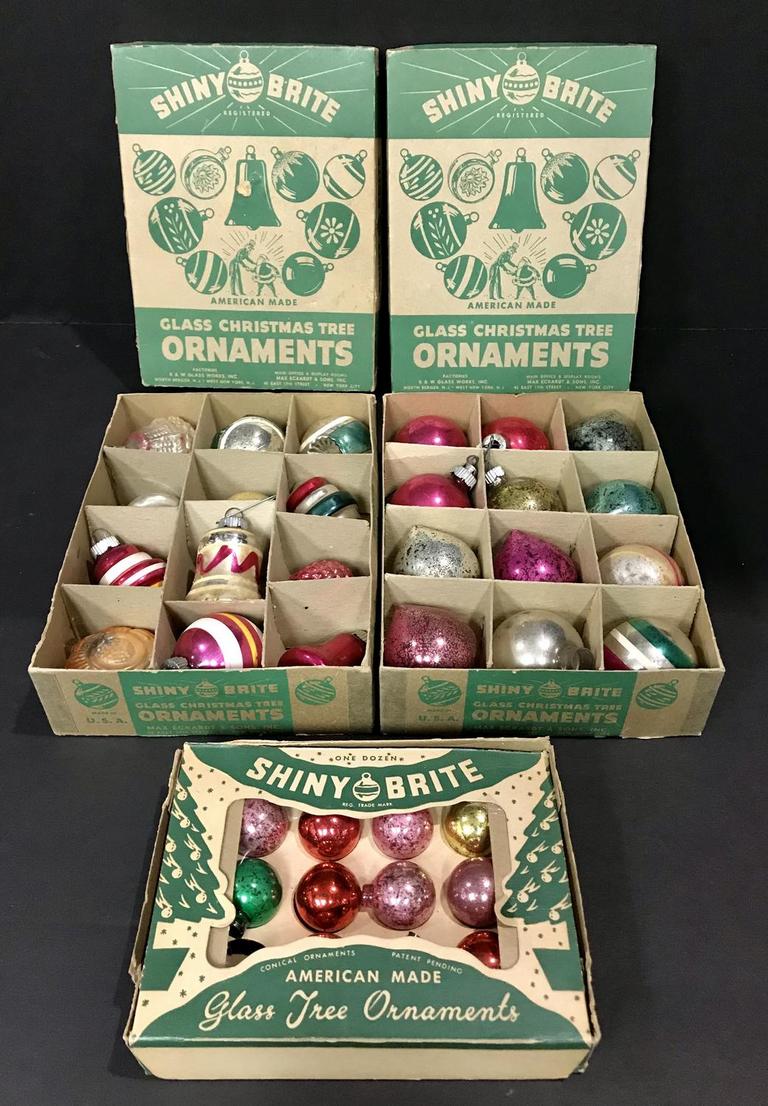 Auction Ohio 3 Boxes Shiny Brite Ornaments