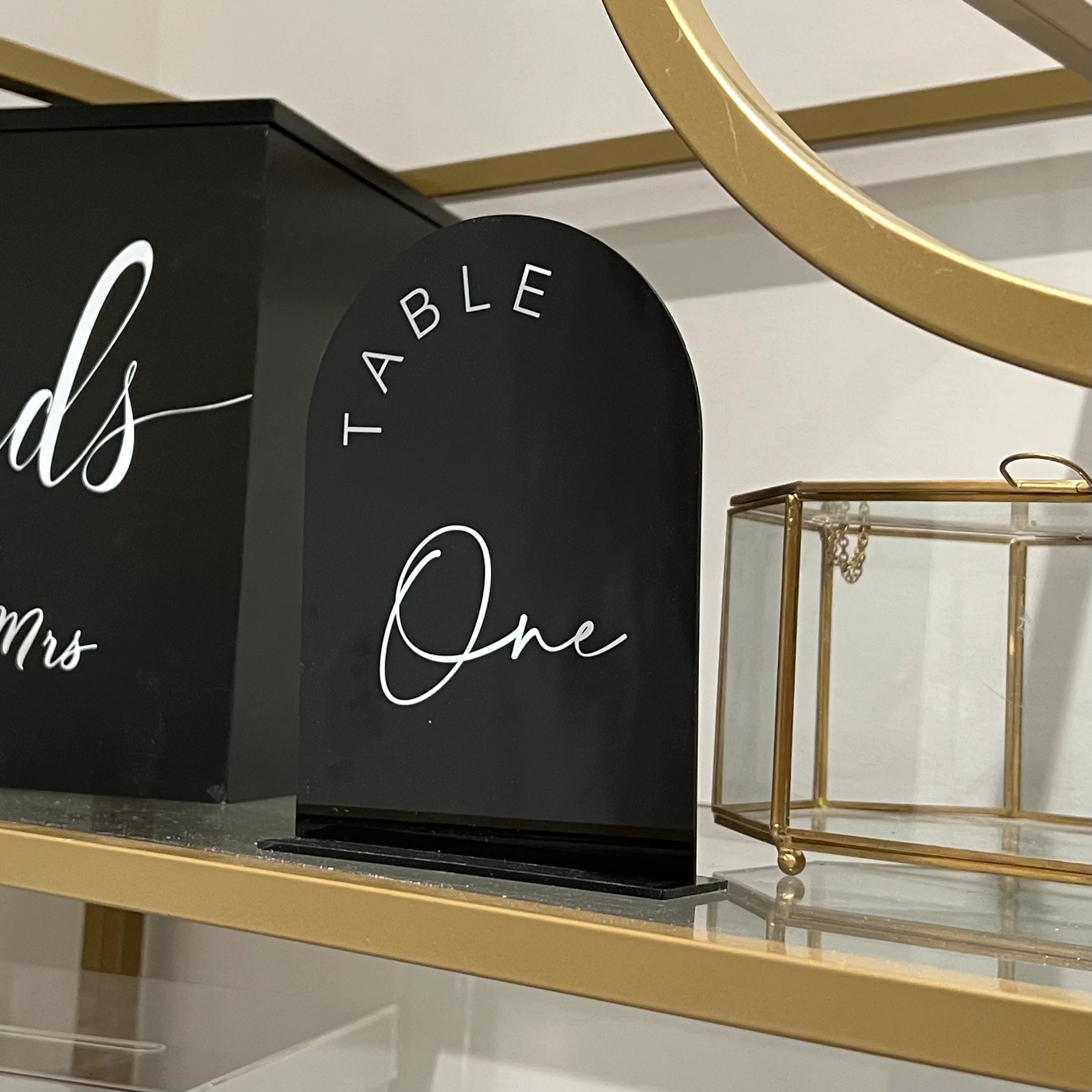 Black Acrylic Table Numbers Modern Event Decor AOD Luxury Events