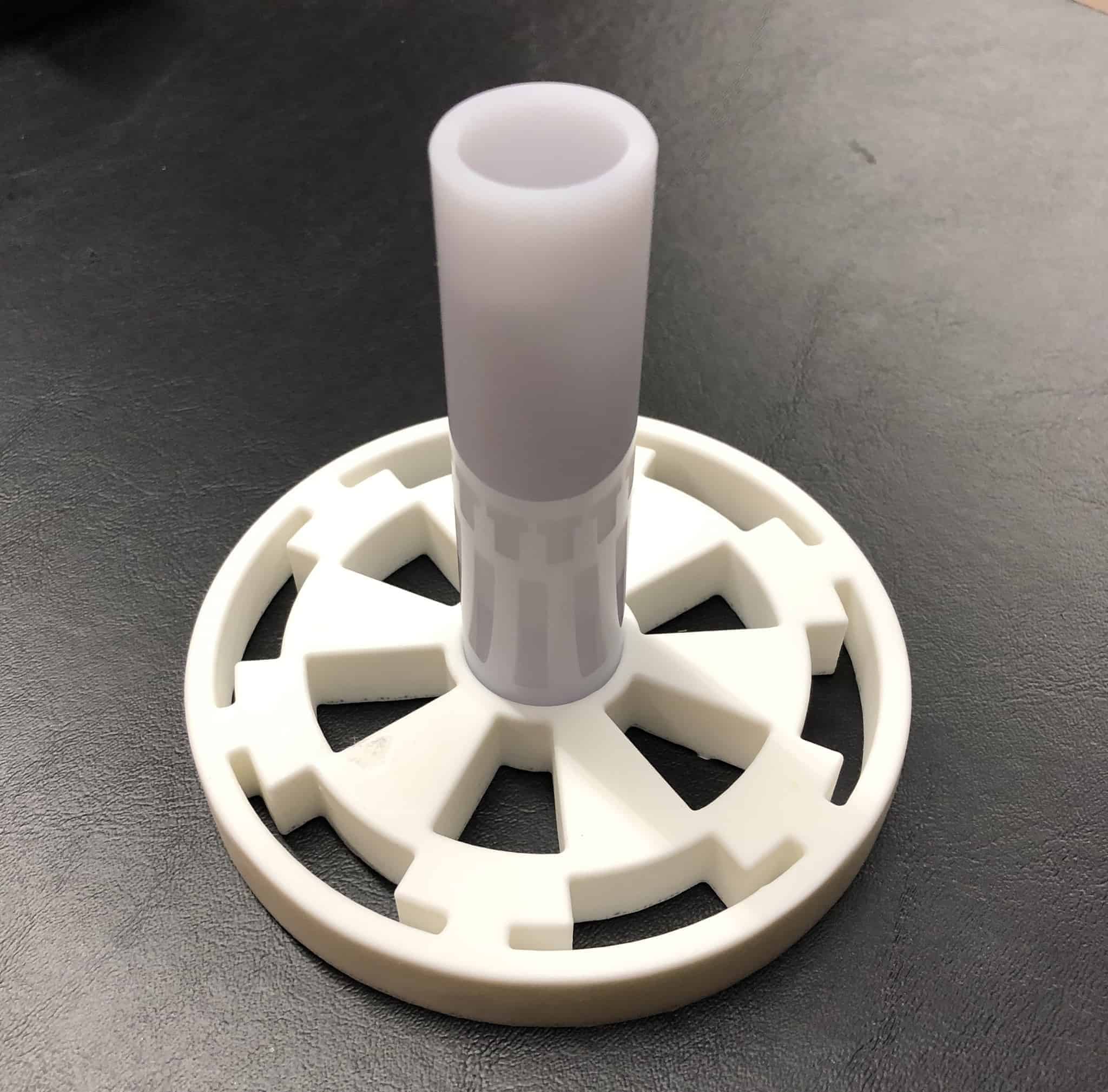 Vertical saber stand Imperial Cog (white) Arm on Fire Custom Sabers