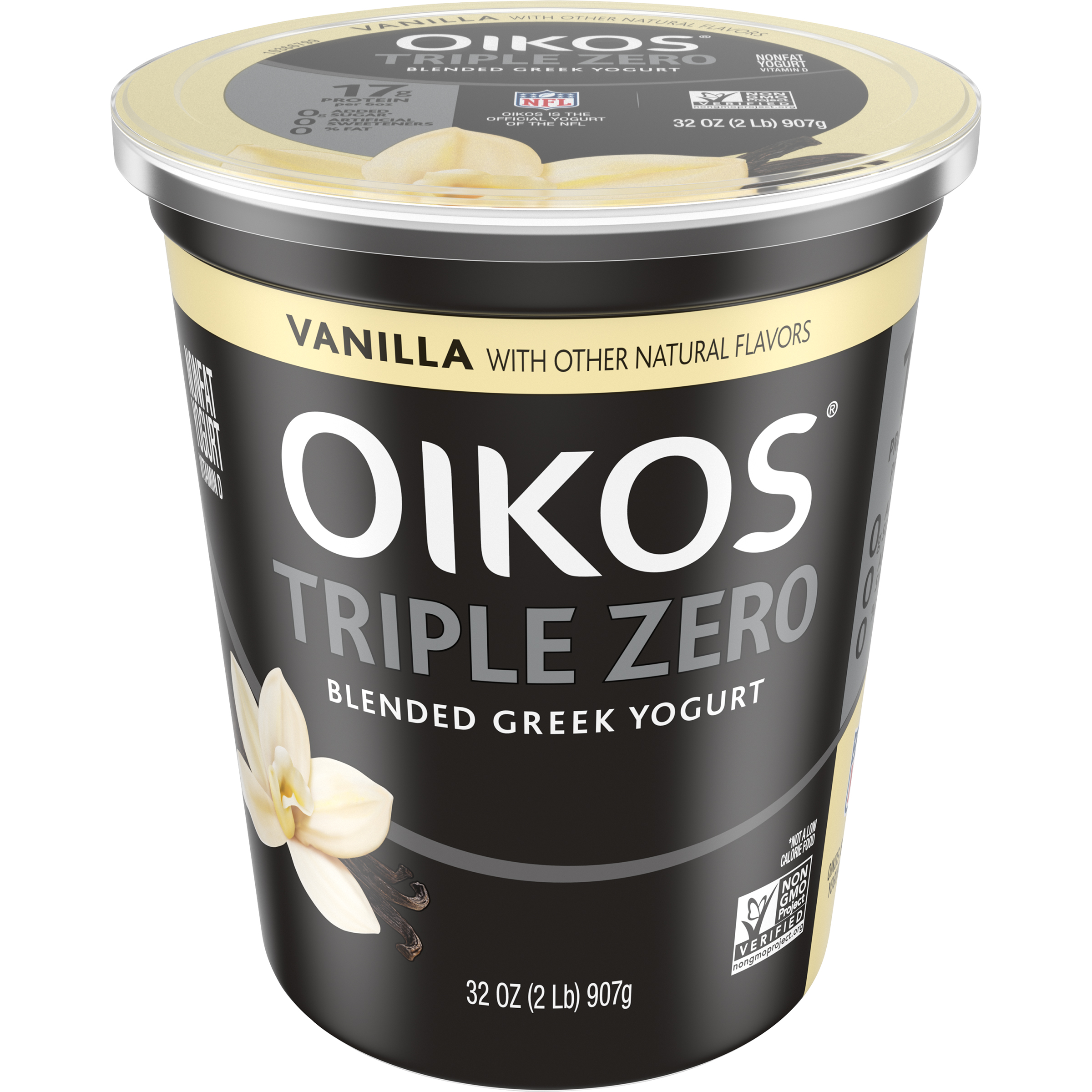 County Fair Foods Watertown Oikos Triple Zero Vanilla Blended Nonfat Greek Yogurt 32 oz. Tub