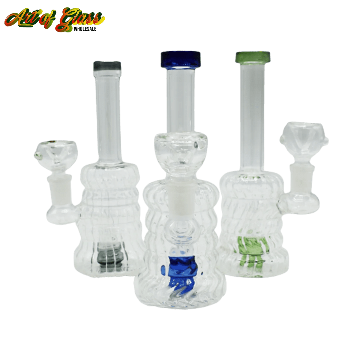 6″ RIDGED BARREL w/ INLINE SHOWERHEAD Art of Glass Wholesale