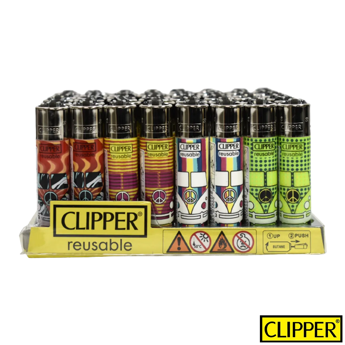 HIPPIE VAN CLIPPER LIGHTERS (48ct DISPLAY) Art of Glass Wholesale
