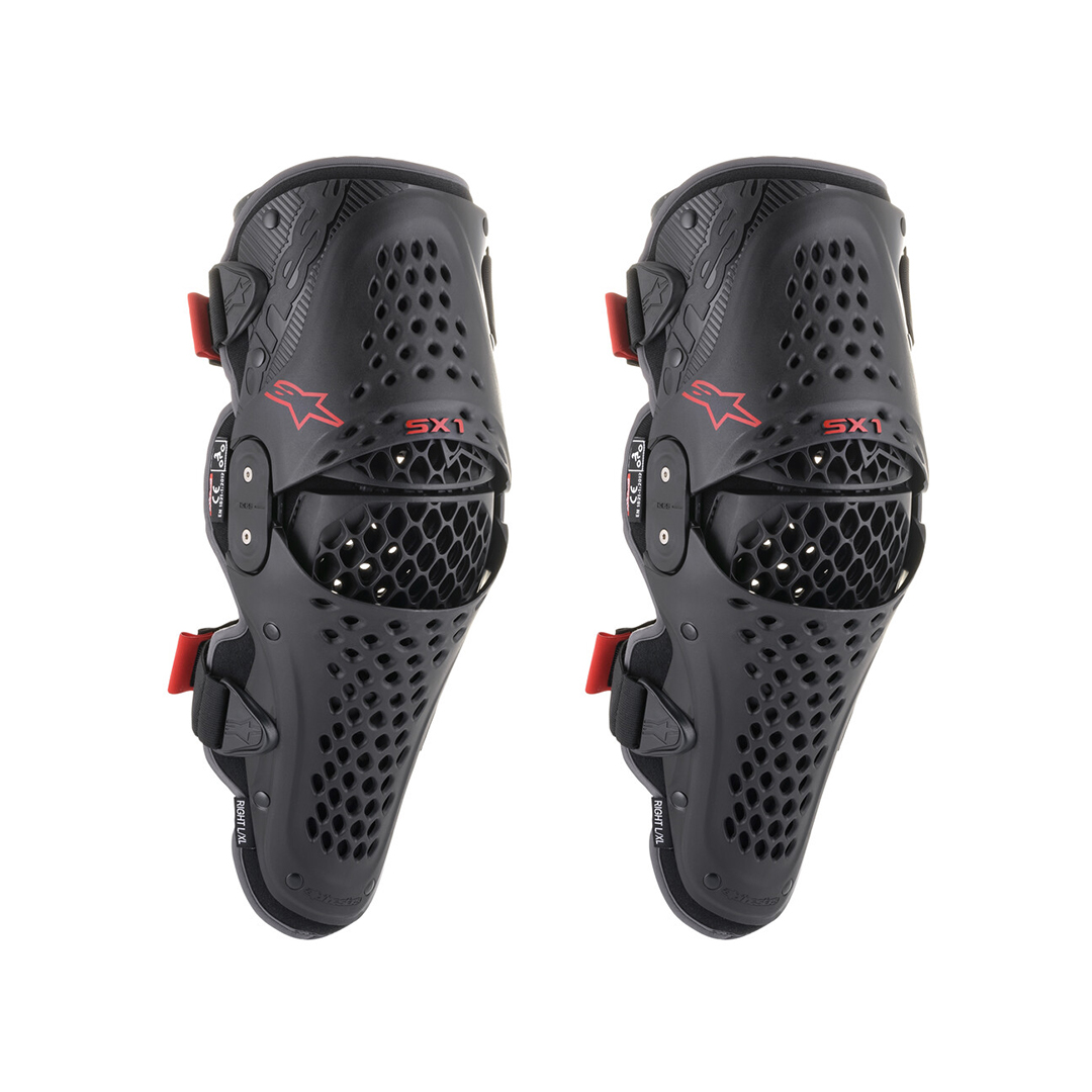 Alpinestars SX1 V2 Knee Guards (Black/Red) AOMC.mx