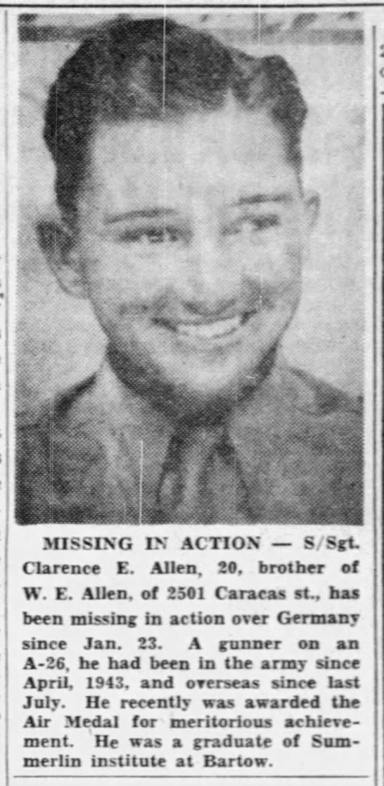 ALLEN CLARENCE E The American Overseas Memorial Day Association