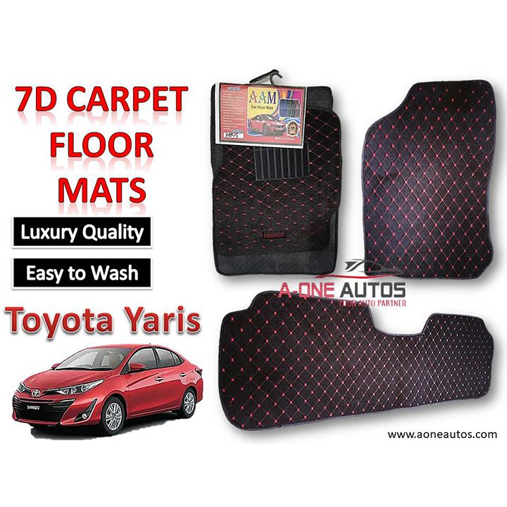 Toyota Yaris 7D Luxury Carpet Floor Mat Set of 3pcs AOne Autos