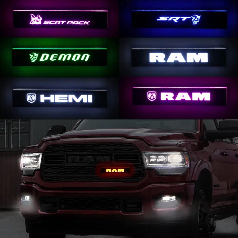 Illuminated Ram Emblem LOGO Sticker Grill Letters Light