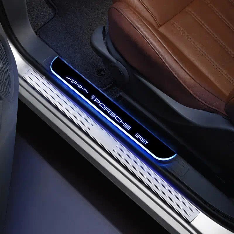 Porsche Door Sills Plate Batteries Powered Door Sill Trim Illuminated