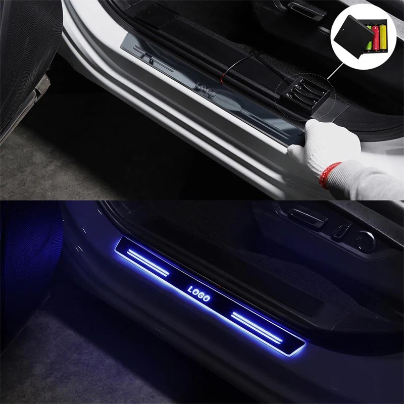 BMW Door Sills Trim Plates Batteries Powered Door Sill Lights For Car