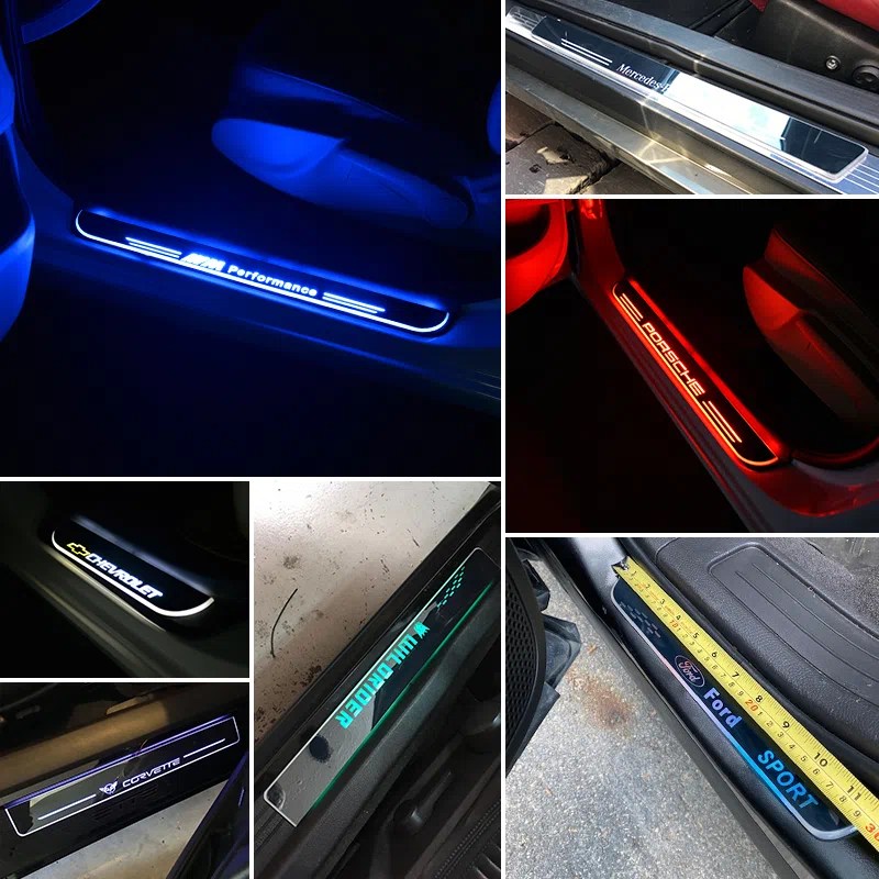 BMW Door Sills Trim Plates Batteries Powered Door Sill Lights For Car
