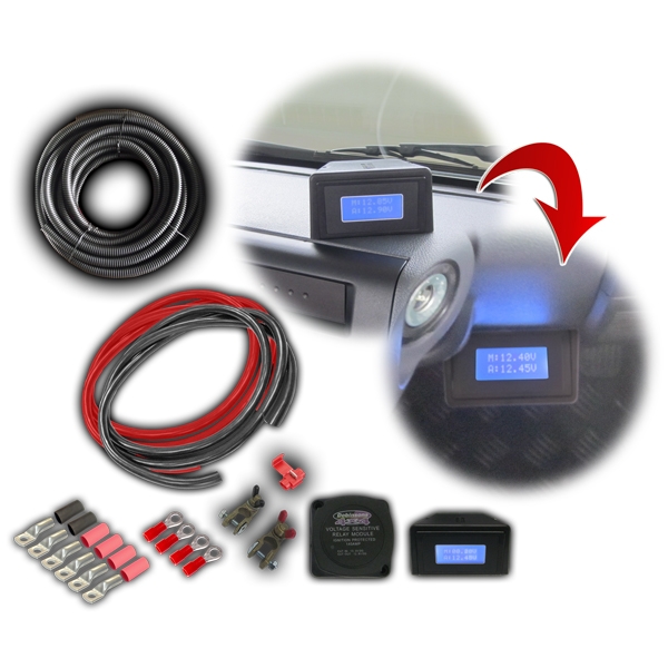 DOBINSONS 4x4 140 AMP DUAL BATTERY WIRING KIT WITH LCD VOLTAGE MONITOR