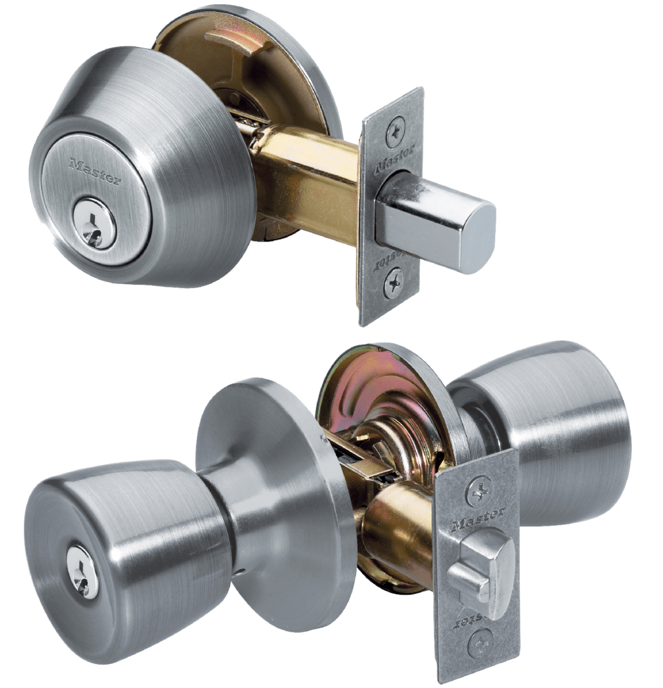 Satin Nickel Tulip Knob and Single Cylinder Deadbolt Combo with Schlage Apartment Door Locks