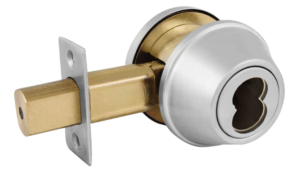 Double cylinder deadbolt for SFIC IC core in Brushed Chrome
