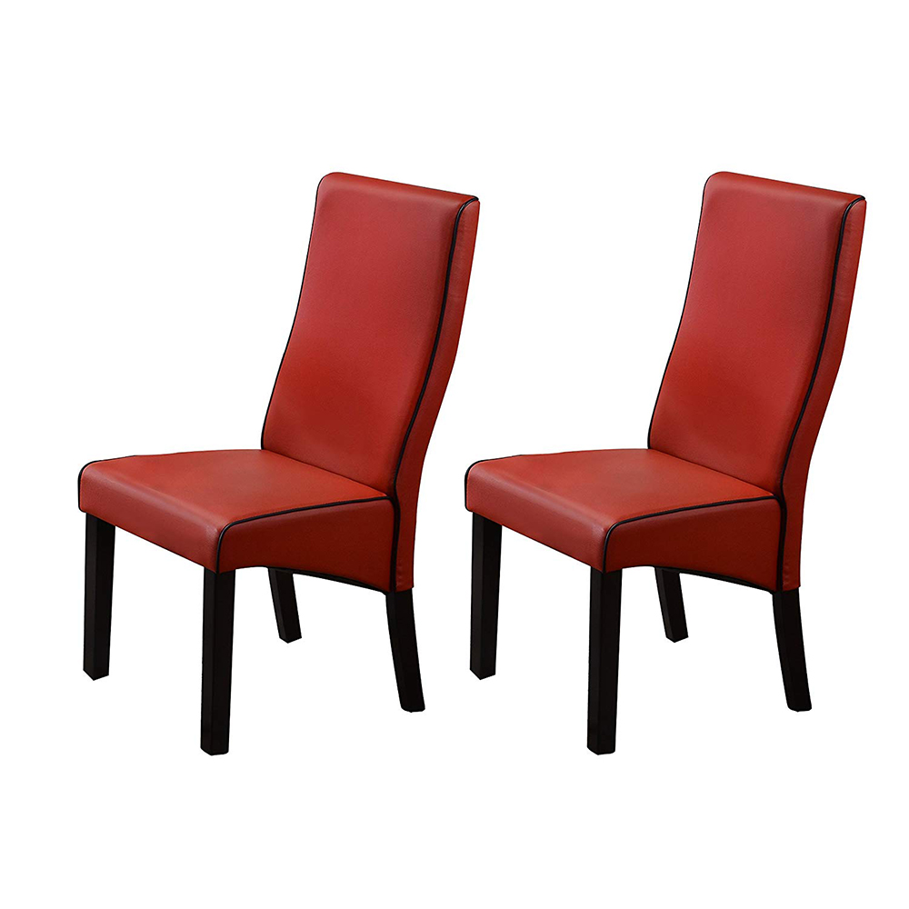 Pentam Upholstered Parson Chairs (Red) Set of 2 TAF Furniture