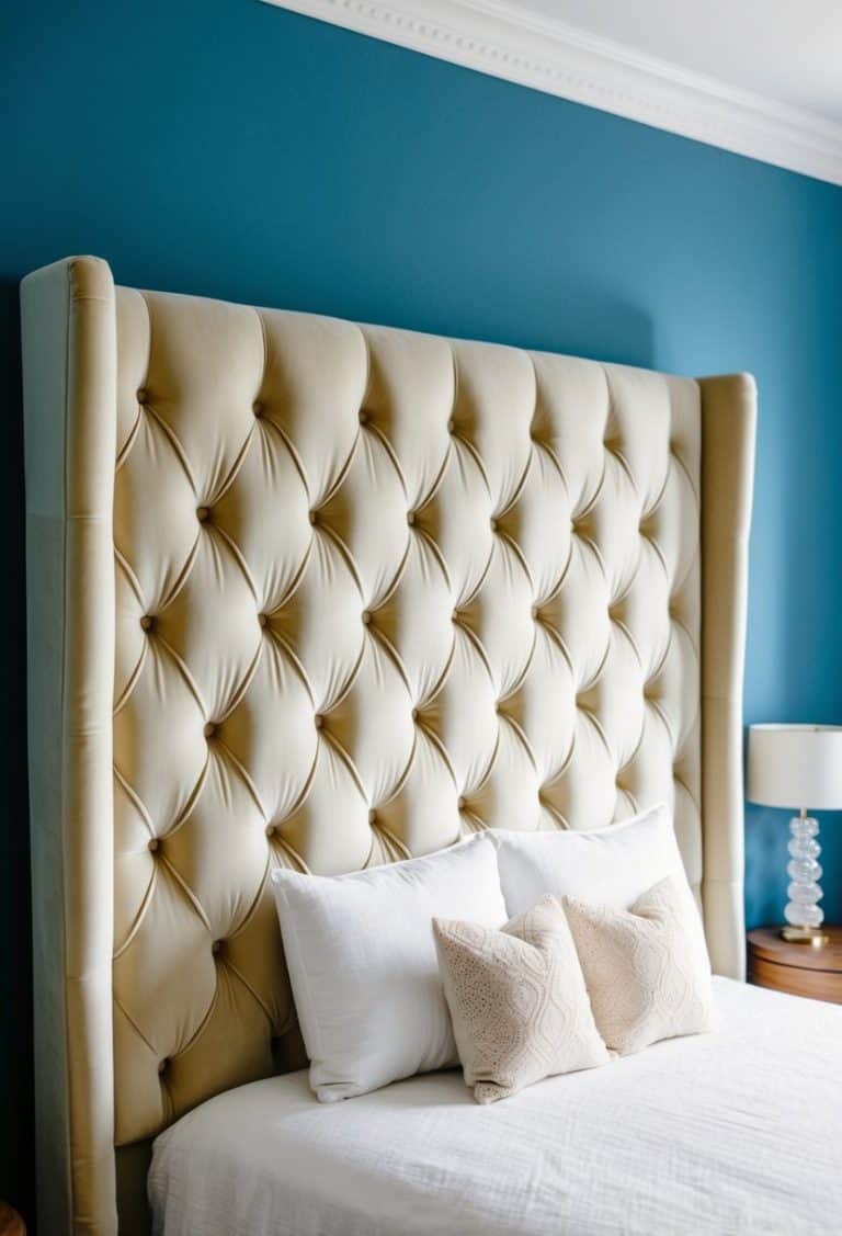 20 Cream Headboard Ideas for Bedroom with Blue Wall Color Combos