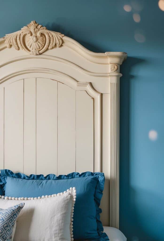 20 Cream Headboard Ideas for Bedroom with Blue Wall Color Combos