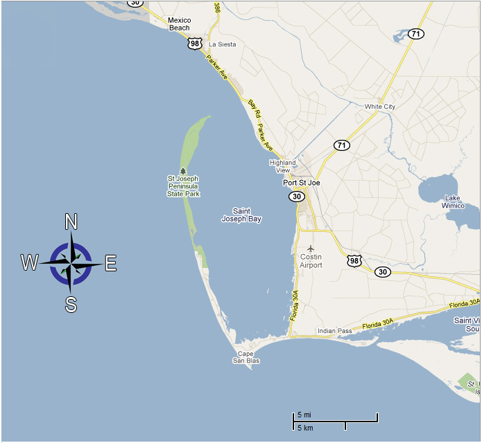 Map Of Cape San Blas Florida