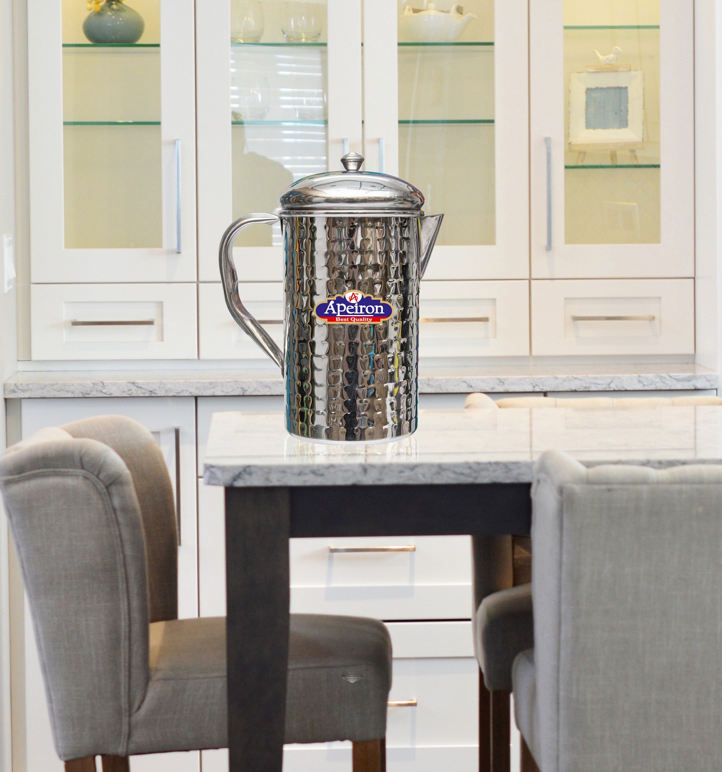 Stainless Steel Water jug with Lid and Handle, 2000 ML (Amphora pack of