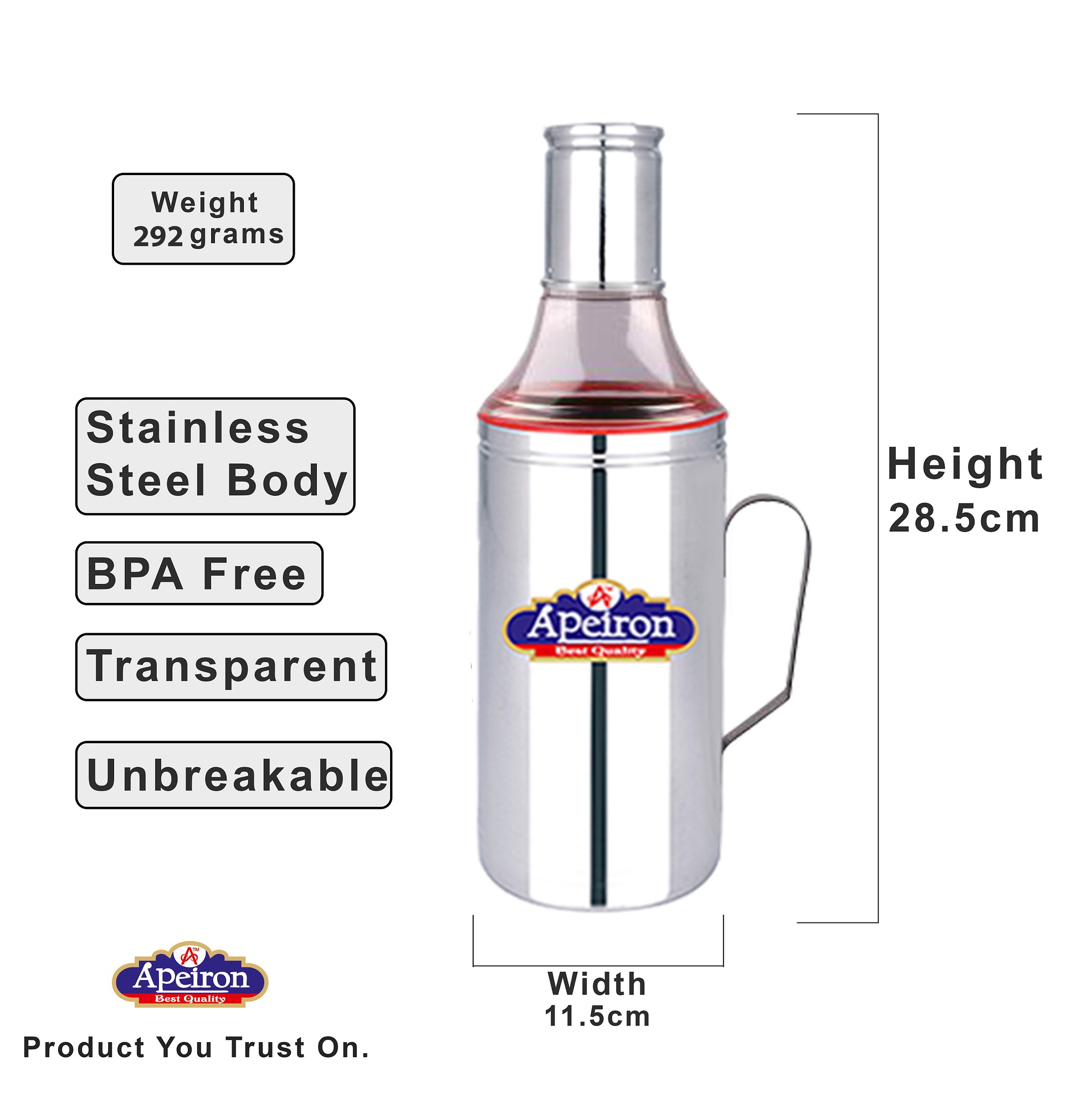 Stainless steel Oil Dispenser with handle 1000ml pack of 1 red